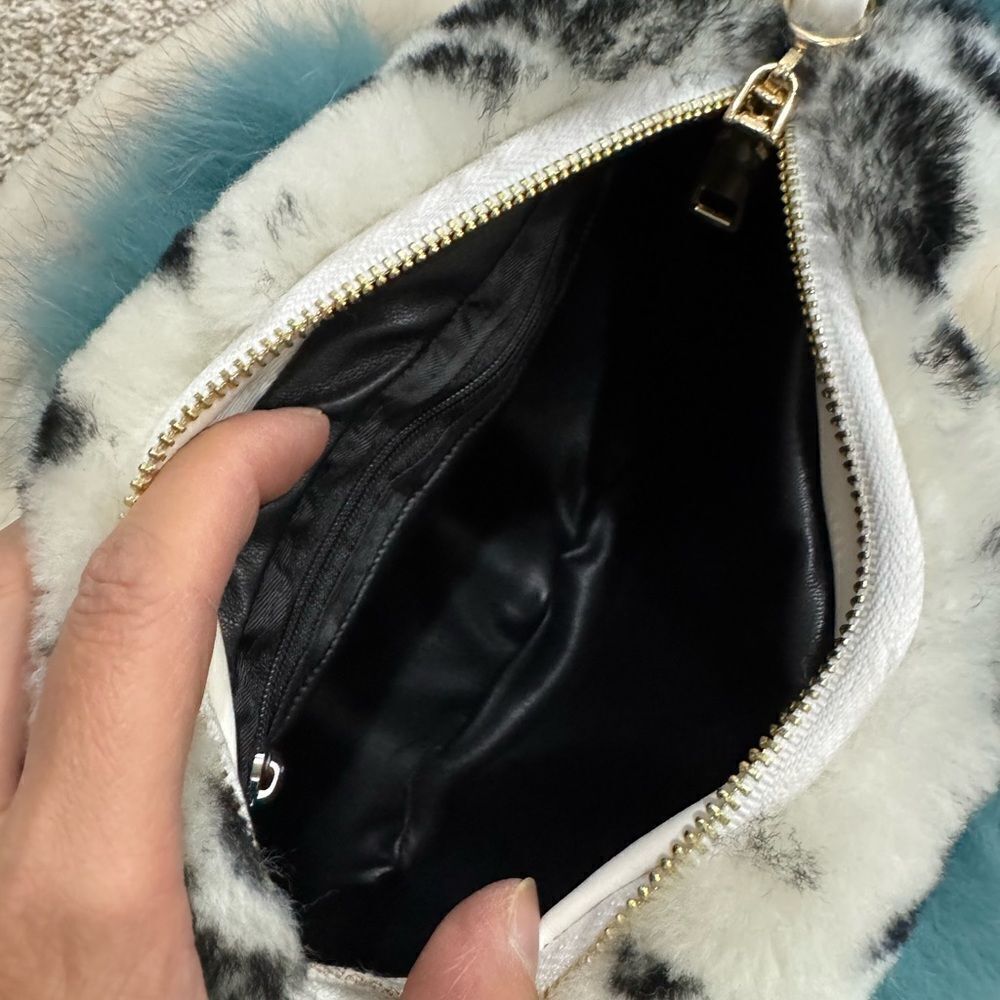 Colorblock Handmade Real Fox Fur & Shearling leather Top Handles Bag/Multi Use - Picture 14 of 16